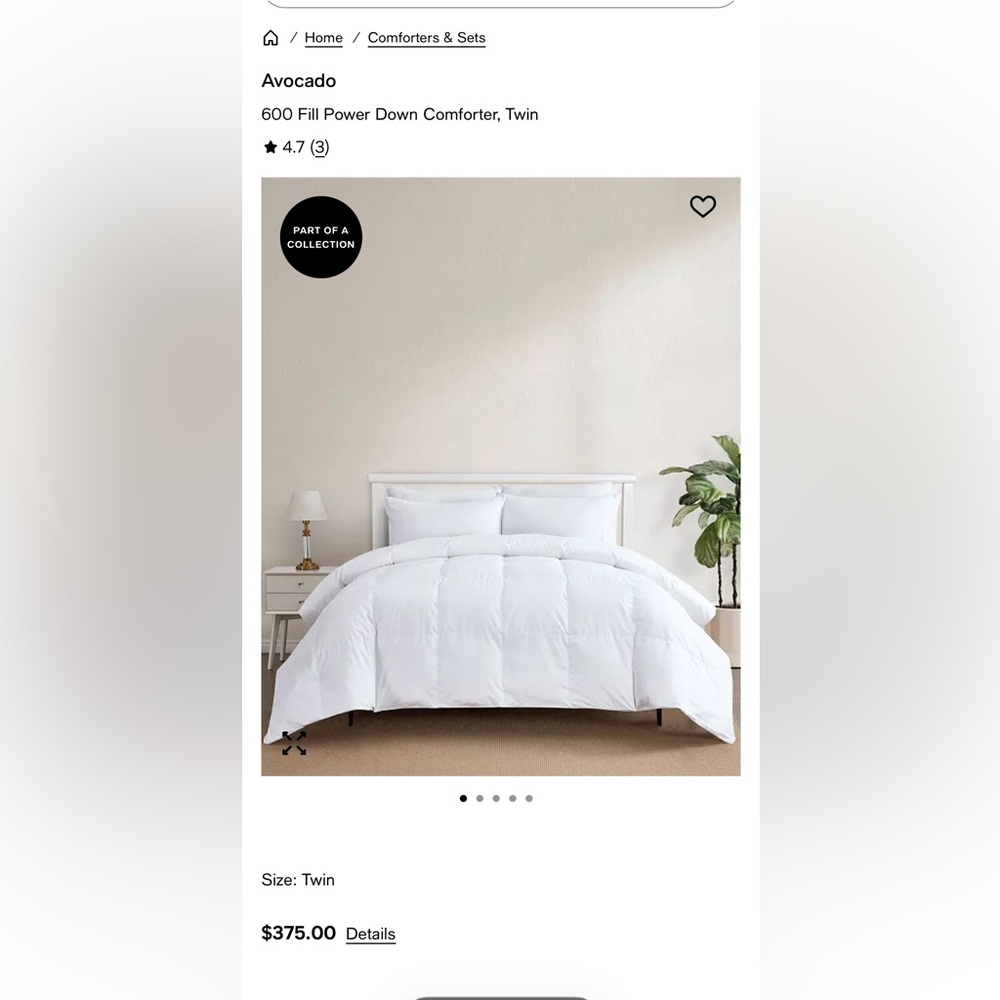 Brand New Avocado White Down Comforter
